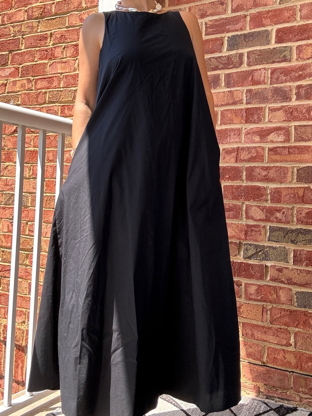 United Colors Of Benetton Sleeveless Black Maxi Dress with Pockets